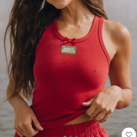 DAILY DRILLS Vintage Red pointelle tank NWT - Picture 1 of 1